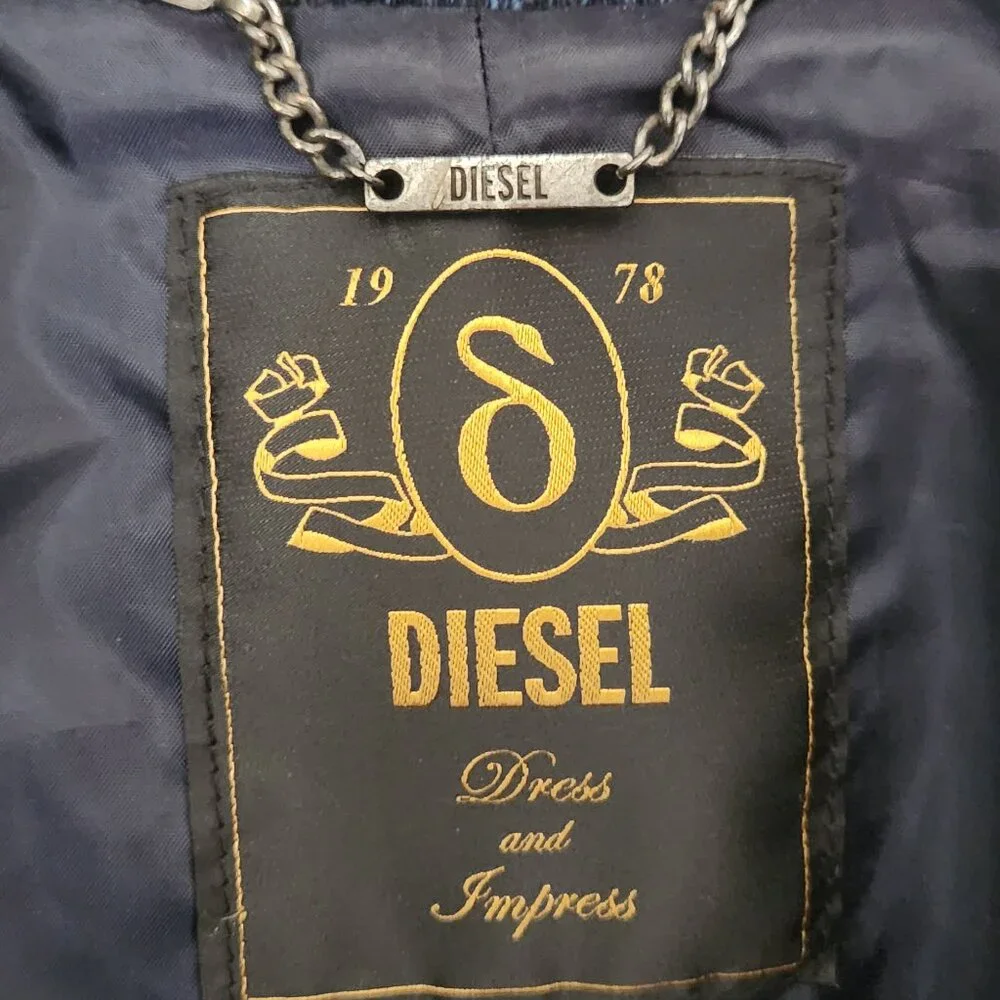 RARE DIESEL double collar motorcycle fringe vest XS - Picture 3 of 5